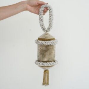 Beautiful Ramla Pearly Glam Bag - Gold and White - New without tag.